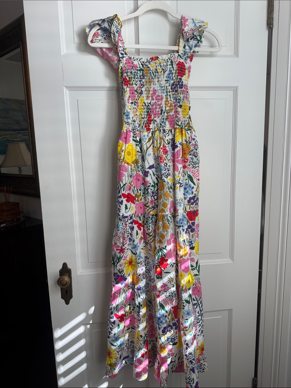 THML White Multi Floral Smocked Maxi Dress